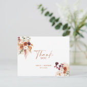 Boho Pampas Terracotta Vielen Dank Postcard Postkarte (Stehend Vorderseite)