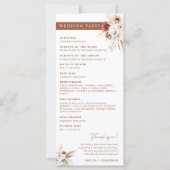 Boho Pampas Terracotta Wedding Program Card (Rückseite)