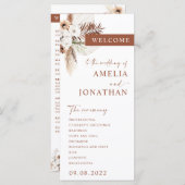 Boho Pampas Terracotta Wedding Program Card (Vorne/Hinten)