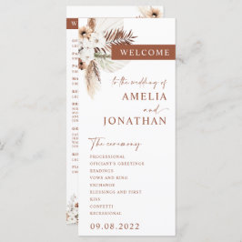 Boho Pampas Terracotta Wedding Program Card