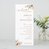 Boho Pampas Terracotta Wedding Program Card LEYLA (Stehend Vorderseite)