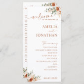 Boho Pampas Terracotta Wedding Program Card LEYLA (Vorne/Hinten)