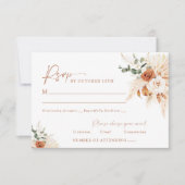 Boho Pampas Terracotta Wedding RSVP Card LEYLA Karte (Vorderseite)