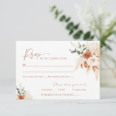 Boho Pampas Terracotta Wedding RSVP Card LEYLA Karte (Stehend Vorderseite)