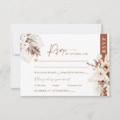 Boho Pampas Terracotta Wedding RSVP Card Response Karte (Vorderseite)