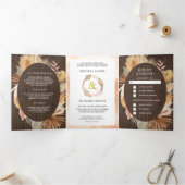 Boho Pampas trocknete Palmholz auf einer Hochzeit Dreifach Gefaltete Einladung (Innenseite)