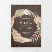 Boho Pampas trocknete Palmholz auf einer Hochzeit Dreifach Gefaltete Einladung (Cover)