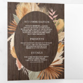Boho Pampas trocknete Palmholz auf einer Hochzeit Dreifach Gefaltete Einladung (Innen Erste Seite)