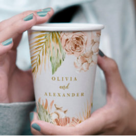 Boho Pampas Tropical Dried Blume Hochzeit Pappbecher