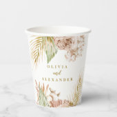 Boho Pampas Tropical Dried Blume Hochzeit Pappbecher (Vorderseite)