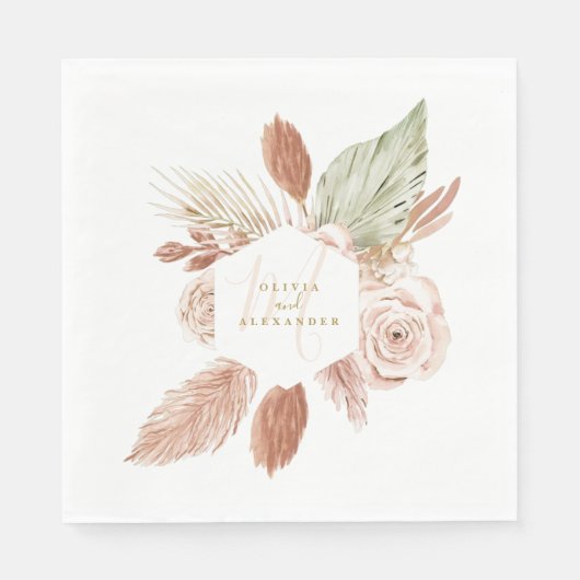 Boho Pampas tropisch getrocknete Blume Hochzeiten  Serviette (Vorderseite)