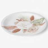 Boho Pampas tropische getrocknete Blume Hochzeitsp Pappteller (Schrägansicht)