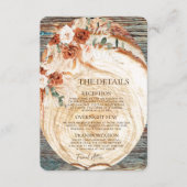 Boho Pampas Wedding Details – Rustic Wood Info Begleitkarte (Vorderseite)