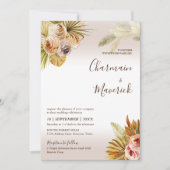 Boho Pampas Wedding Einladung (Vorderseite)