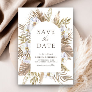 Boho Pampas Weiße Orchidee Getrocknete Palme Hochz Save The Date