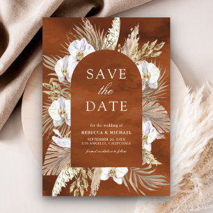 Boho Pampas Weiße Orchidee Terrakotta Hochzeit Save The Date