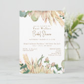 Boho Pampas White Brautparty Einladung (Stehend Vorderseite)