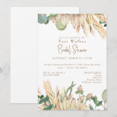 Boho Pampas White Brautparty Einladung (Vorne/Hinten)