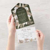 Boho Pampas White Orchid Driving Palm Sage Wedding All In One Einladung (Abreißen)