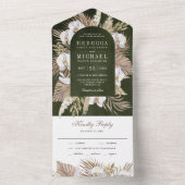 Boho Pampas White Orchid Driving Palm Sage Wedding All In One Einladung (Innen Boden)