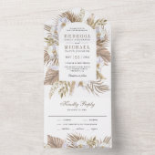 Boho Pampas White Orchid Driving Palm Wedding All In One Einladung (Innen Boden)