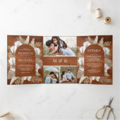 Boho Pampas White Orchid getrocknete Palm Earthy W Dreifach Gefaltete Einladung (Innenseite)