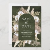 Boho Pampas White Orchid Olive Green Wedding Save The Date (Vorderseite)