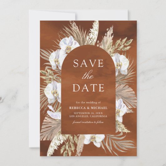 Boho Pampas White Orchid Save The Date (Vorderseite)