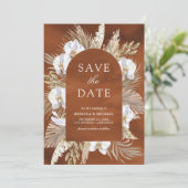 Boho Pampas White Orchid Save The Date (Stehend Vorderseite)