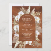Boho Pampas White Orchid Terracotta Brautparty Einladung (Vorderseite)