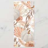 Boho Pampas white Pumpkin religious Menükarte (Rückseite)