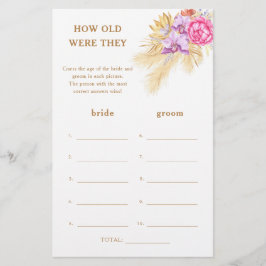 Boho pampas - Wie alt waren sie ein Bridgame