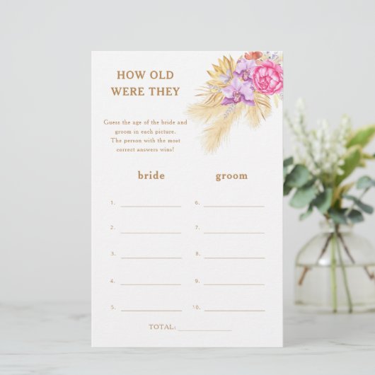 Boho pampas - Wie alt waren sie ein Bridgame (Stehend Vorderseite)