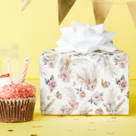 Boho Pampas Wrapping Paper Blush Floral Geschenkpapier