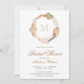 Boho Pampas Wreath Dried Palm Blätter Brautparty Einladung (Vorderseite)