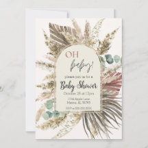 Boho-Pampasgras-Baby-Shower-Einladung | Neutral