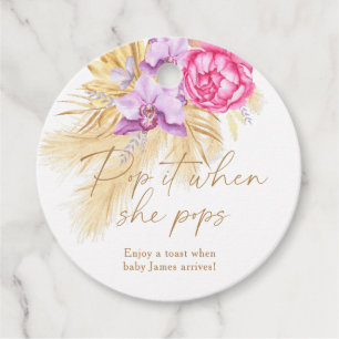 Boho-Pampasgras - Baby Shower Pop it Geschenkanhänger