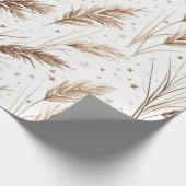 Boho-Pampasgras Beige Braun Sternenmuster (1) Geschenkpapier (Ecke)