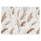 Boho-Pampasgras-Beige-Braun-Sternenmuster (1) Große Geschenktüte (Rückseite)