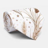 Boho-Pampasgras Beige Braun Sternenmuster (1) Krawatte (Gerollt)