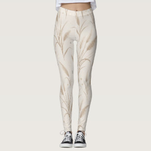 Boho-Pampasgras-Beige-Braun-Sternmuster (2) Leggings
