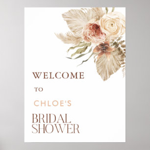 Boho-Pampasgras-Blumen-Brautabschied-Willkommen Poster