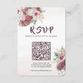 Boho-Pampasgras-Blumen-Hochzeits-RSVP-QR-Code RSVP Karte (Vorderseite)