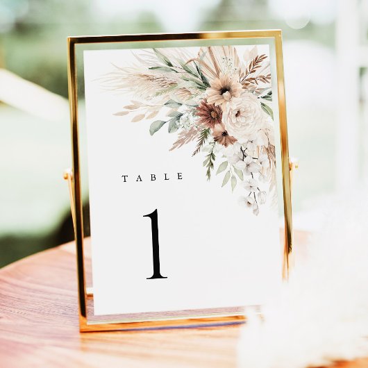 Boho-Pampasgras-Blumen-Hochzeitstisch-Nummern