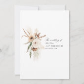 Boho-Pampasgras-Blumenhochzeit Einladung (Rückseite)
