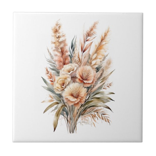 Boho-Pampasgras-Botanicals Küche Bad Fliese (Vorderseite)