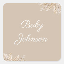 Boho-Pampasgras-Etikett | Neutral Beige Rustikal
