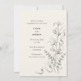 Boho-Pampasgras getrocknete Blumen-Hochzeitseinlad Einladung