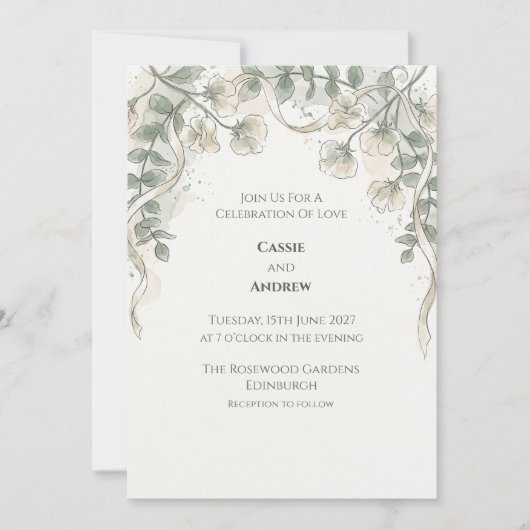 Boho-Pampasgras getrocknete Blumen-Hochzeitseinlad Einladung (Vorderseite)