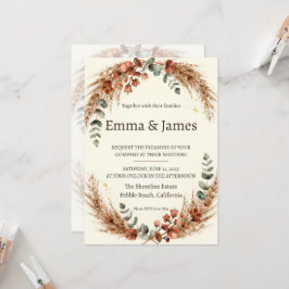 Boho-Pampasgras-Herbstkranz-Hochzeitseinladung Einladung